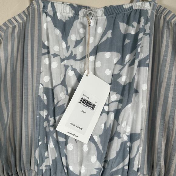 Splendid Collection Misty Patchwork Midi Dress Size Small Blue White New Boho - Picture 5 of 8